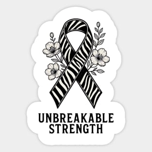 Neuroendocrine Cancer Awareness Zebra Ribbon - Unbreakable Strength Survivor Sticker